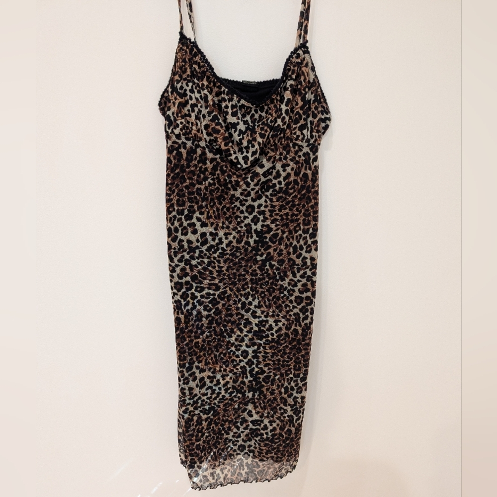 Urban Outfitters Black Flattering Leopard Midi Dress Sz Medium